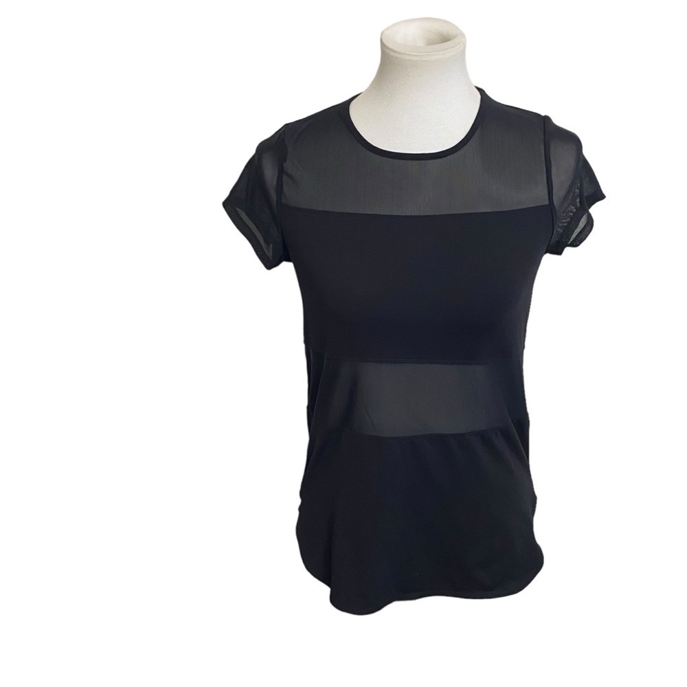 Fabletics Ladies Pull Over ActiveWear Shirt Black, Some Sheer Short Sleeve SZ XS - Picture 6 of 14